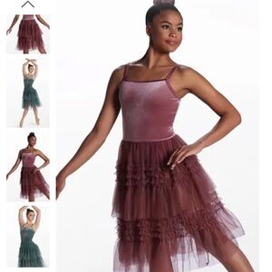 Weissman Willow Tree March Layered Tulle Dance Dress with Velvet Bodice